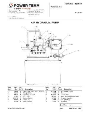 Première page de la documentation fabricant: Power Team 100659 – Liste de pièces détachées