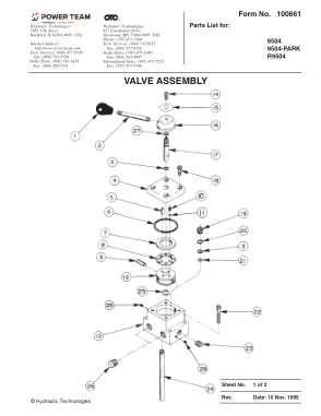 Première page de la documentation fabricant: Power Team 100661 – Liste de pièces détachées