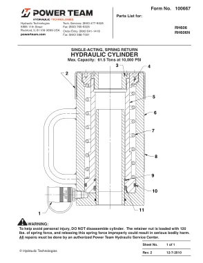 Première page de la documentation fabricant: Power Team 100667 – Liste de pièces détachées