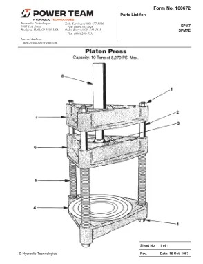 Première page de la documentation fabricant: Power Team 100672 – Liste de pièces détachées