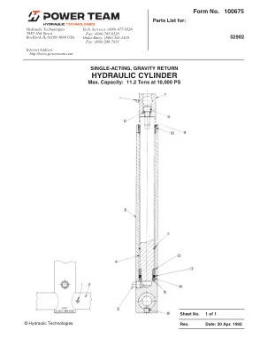 Première page de la documentation fabricant: Power Team 100675 – Liste de pièces détachées