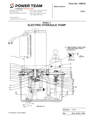 Première page de la documentation fabricant: Power Team 100676 – Liste de pièces détachées