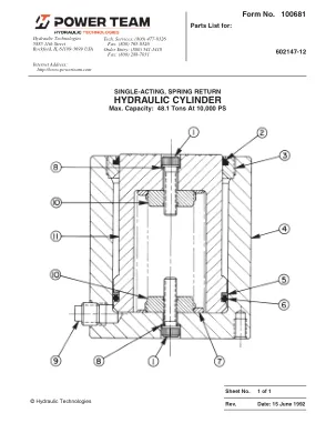 Première page de la documentation fabricant: Power Team 100681 – Liste de pièces détachées