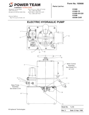 Première page de la documentation fabricant: Power Team 100688 – Liste de pièces détachées
