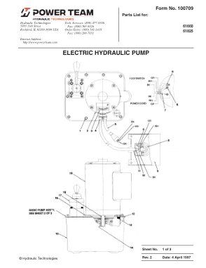 Première page de la documentation fabricant: Power Team 100709 – Liste de pièces détachées