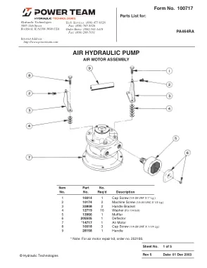 Première page de la documentation fabricant: Power Team 100717 – Liste de pièces détachées