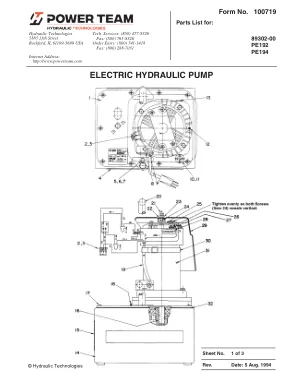 Première page de la documentation fabricant: Power Team 100719 – Liste de pièces détachées