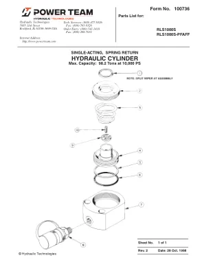 Première page de la documentation fabricant: Power Team 100736 – Liste de pièces détachées