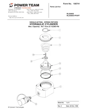 Première page de la documentation fabricant: Power Team 100741 – Liste de pièces détachées