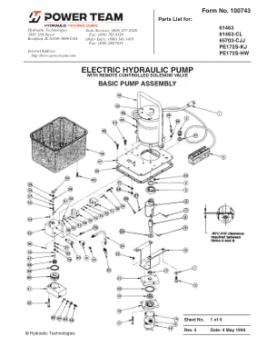 Première page de la documentation fabricant: Power Team 100743 – Liste de pièces détachées