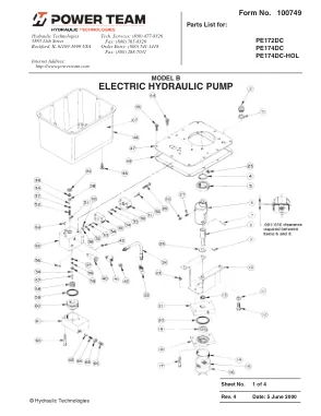 Première page de la documentation fabricant: Power Team 100749 – Liste de pièces détachées