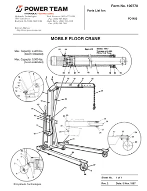 Première page de la documentation fabricant: Power Team 100778 – Liste de pièces détachées