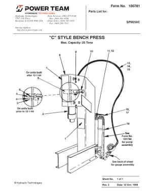 Première page de la documentation fabricant: Power Team 100781 – Liste de pièces détachées