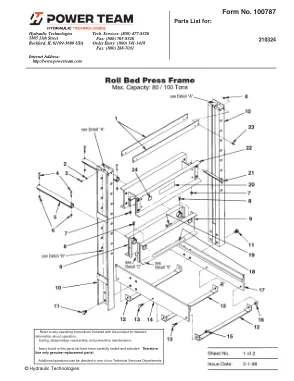Première page de la documentation fabricant: Power Team 100787 – Liste de pièces détachées