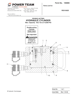 Première page de la documentation fabricant: Power Team 100806 – Liste de pièces détachées