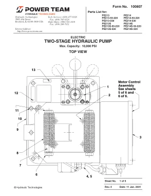 Première page de la documentation fabricant: Power Team 100807 – Liste de pièces détachées