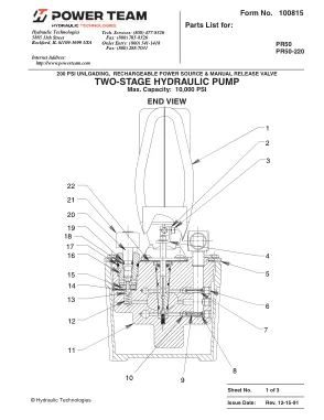 Première page de la documentation fabricant: Power Team 100815 – Liste de pièces détachées