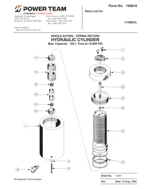 Première page de la documentation fabricant: Power Team 100816 – Liste de pièces détachées
