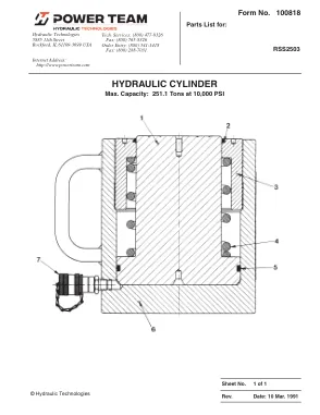 Première page de la documentation fabricant: Power Team 100818 – Liste de pièces détachées