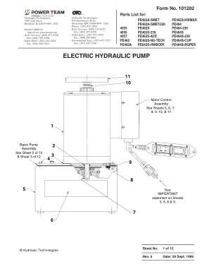 Première page de la documentation fabricant: Power Team 101202 – Liste de pièces détachées