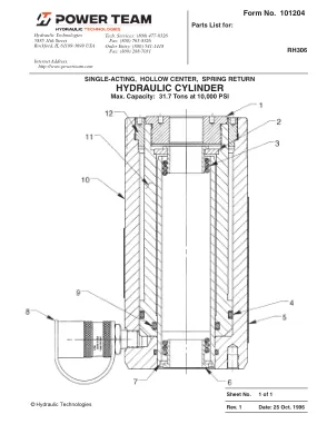 Première page de la documentation fabricant: Power Team 101204 – Liste de pièces détachées