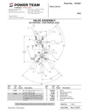 Première page de la documentation fabricant: Power Team 101207 – Liste de pièces détachées