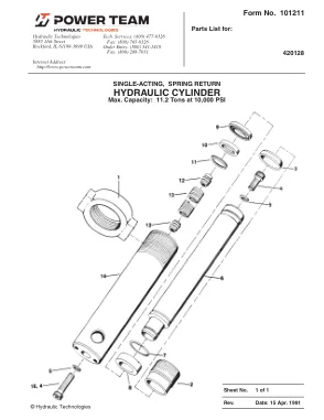 Première page de la documentation fabricant: Power Team 101211 – Liste de pièces détachées