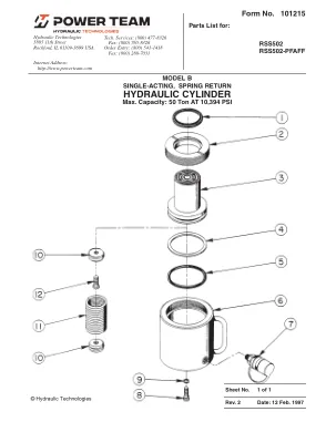 Première page de la documentation fabricant: Power Team 101215 – Liste de pièces détachées