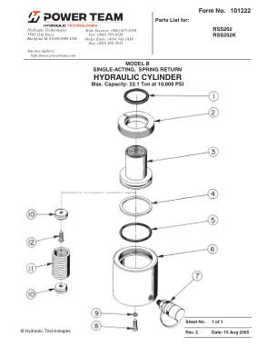 Première page de la documentation fabricant: Power Team 101222 – Liste de pièces détachées
