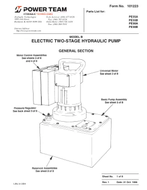 Première page de la documentation fabricant: Power Team 101223 – Liste de pièces détachées