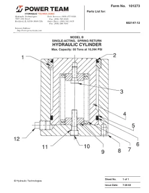 Première page de la documentation fabricant: Power Team 101273 – Liste de pièces détachées