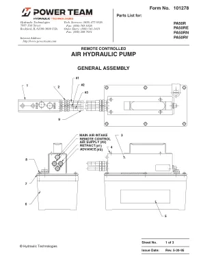 Première page de la documentation fabricant: Power Team 101278 – Liste de pièces détachées