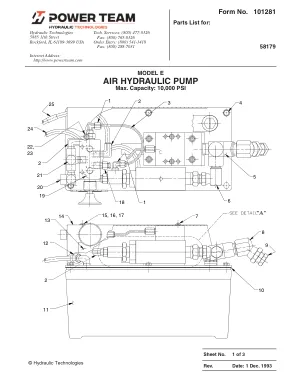 Première page de la documentation fabricant: Power Team 101281 – Liste de pièces détachées
