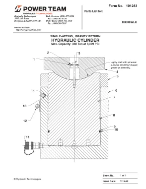 Première page de la documentation fabricant: Power Team 101283 – Liste de pièces détachées