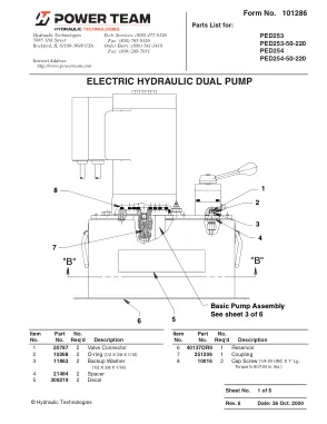 Première page de la documentation fabricant: Power Team 101286 – Liste de pièces détachées