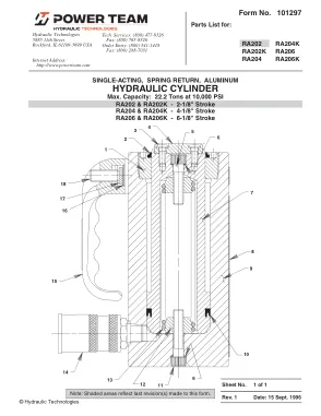 Première page de la documentation fabricant: Power Team 101297 – Liste de pièces détachées