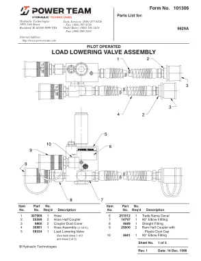 Première page de la documentation fabricant: Power Team 101306 – Liste de pièces détachées