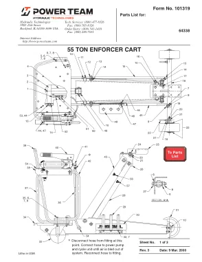Première page de la documentation fabricant: Power Team 101319 – Liste de pièces détachées