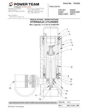 Première page de la documentation fabricant: Power Team 101322 – Liste de pièces détachées