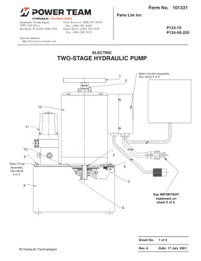 Première page de la documentation fabricant: Power Team 101331 – Liste de pièces détachées