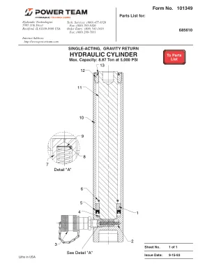 Première page de la documentation fabricant: Power Team 101349 – Liste de pièces détachées