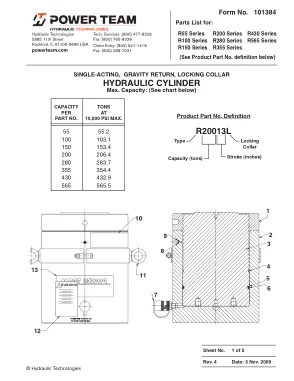Première page de la documentation fabricant: Power Team 101384 – Liste de pièces détachées