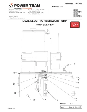 Première page de la documentation fabricant: Power Team 101385 – Liste de pièces détachées