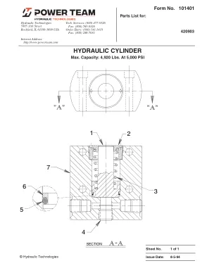 Première page de la documentation fabricant: Power Team 101401 – Liste de pièces détachées