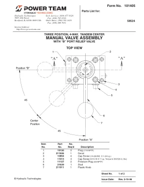 Première page de la documentation fabricant: Power Team 101405 – Liste de pièces détachées