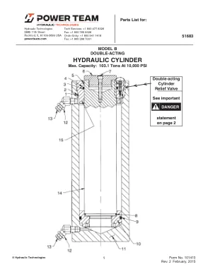 Première page de la documentation fabricant: Power Team 101410 – Liste de pièces détachées