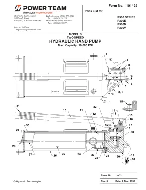 Première page de la documentation fabricant: Power Team 101429 – Liste de pièces détachées