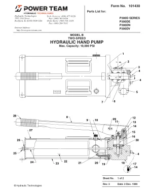 Première page de la documentation fabricant: Power Team 101430 – Liste de pièces détachées