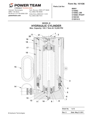 Première page de la documentation fabricant: Power Team 101436 – Liste de pièces détachées