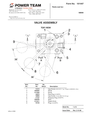 Première page de la documentation fabricant: Power Team 101447 – Liste de pièces détachées